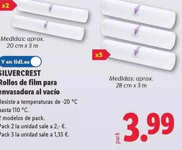 SilverCrest - Rollos De Film Para Envasadora Al Vacío