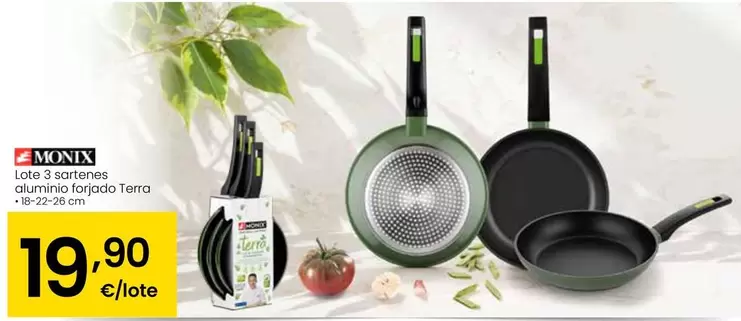 Monix - Lote 3 Sartenes Aluminio Forjado Terra