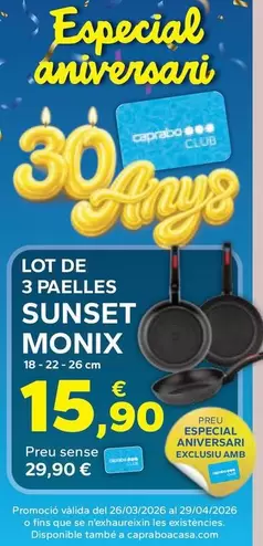 Monix - Lot De 3 Paelles Sunset