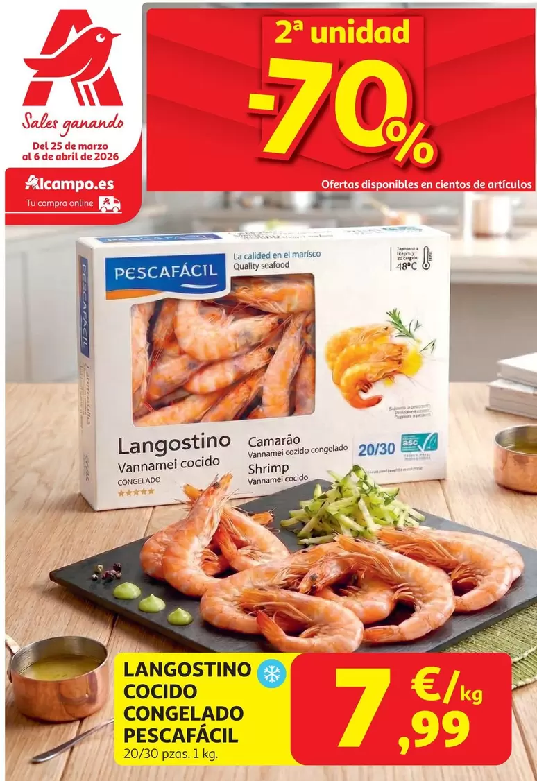 Pescafacil - Langostino Cocido Congelado