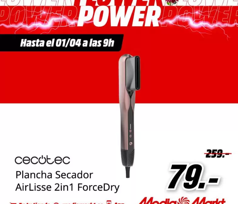 cecotec - Plancha Secador Airlisse 2in 1 Forcedry