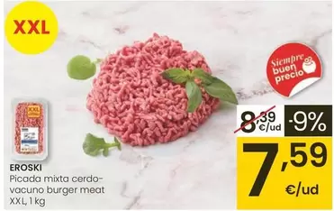 Eroski - Picada Mixta Cerdo-Vacuno Burger Meat XXL