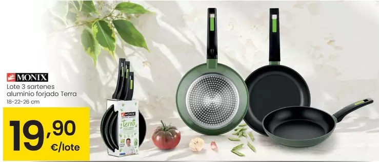 Monix - Lote 3 Sartenes Aluminio Forjado Terra