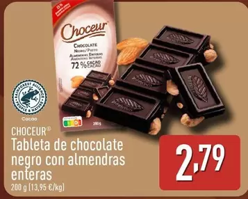 Choceur - Tableta De Chocolate Negro Con Almendras Enteras