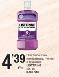 Listerine - Elixir Bucal Zero, Menta Fresca, Mentol O Total Care