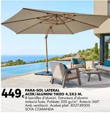 Sol - Para-sol Lateral Acer/alumini Tikeo, 4,2x3 M.