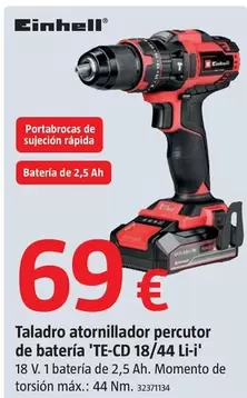 Einhell - Taladro Atornillador Percutor De Bateria 'TE-CD 18/44 Li-I'