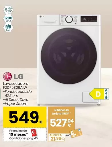 LG - Lavasecadora F2DR5S09AIW