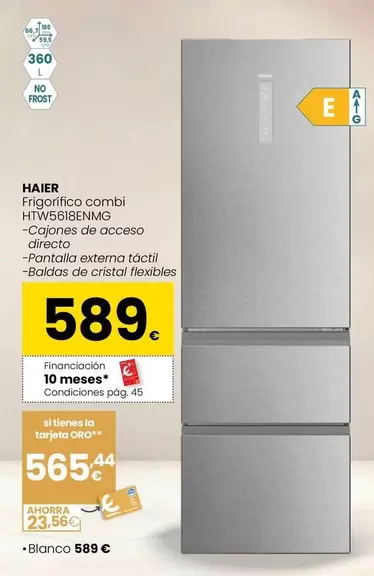 Haier - Frigorifico Combi HTW5618ENMG