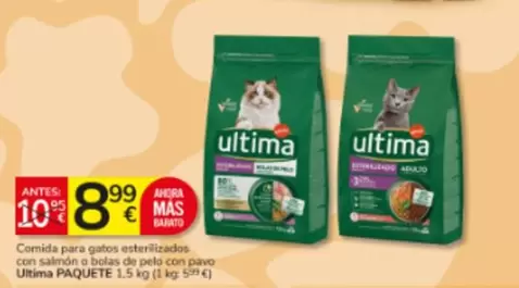 Ultima - Comida Para Gatos Esterilizados Con Salmón O Bolas De Pelo Con Pavo