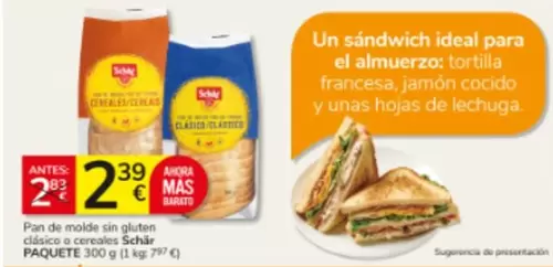 Schär - Pan De Molde Sin Gluten Clasico O Cereales
