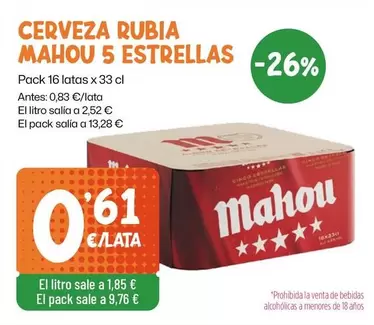 Mahou - Cerveza Rubia 5 Estrellas
