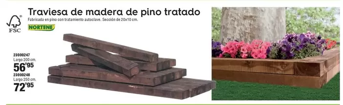 Nortene - Traviesa De Madera De Pino Tratado