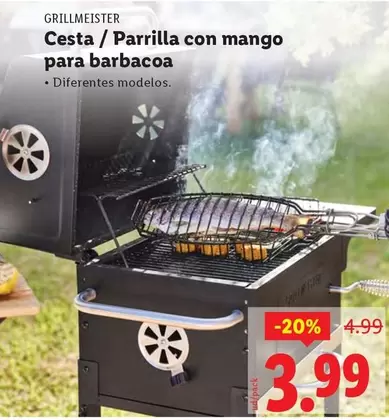 Grillmeister - Cesta / Parrilla Con Mango Para Barbacoa