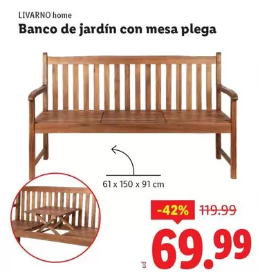 Livarno Home - Banco De Jardin Con Mesa Plega
