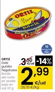 Ortiz - Bonito Del Norte En Aceite Bajo En Sal, 112 G