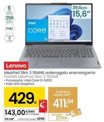 Lenovo - Portatil Ideapad Slim 3 15IAN8
