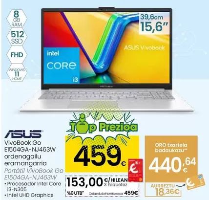 Asus - Portátil VivoBook Go E1504GA-NJ463W