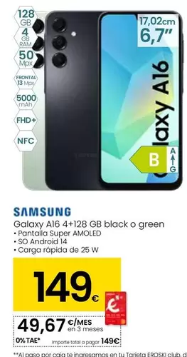 Samsung - Galaxy A16 Black O Green