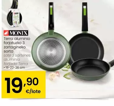 Monix - Lote 3 Sartenes Aluminio Forjado Terra
