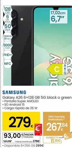 Samsung - Galaxy A26 Black O Green