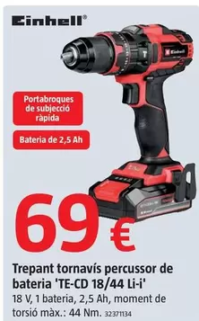 Einhell - Taladro Atornillador Percutor De Bateria 'TE-CD 18/44 Li-I'
