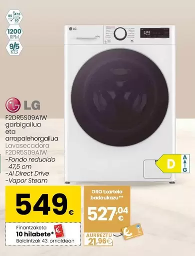 LG - Lavasecadora F2DR5S09AIW