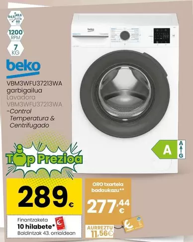 Beko - Lavadora VBM3WFU37213WA