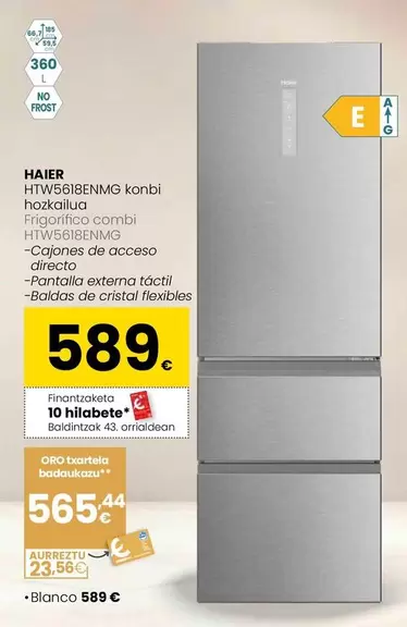 Haier - Frigorifico Combi HTW5618ENMG