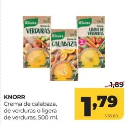 Knorr - Crema De Calabaza, De Verduras O Ligera De Verduras
