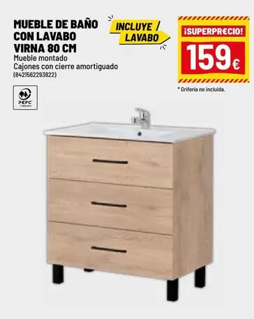 Mueble De Bano Con Lavabo Virna 80 Cm