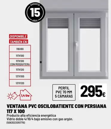 PVC - Ventana Pvc Oscilobatiente Con Persiana 117 X 100