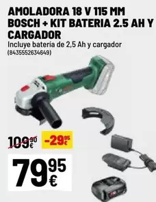 Bosch - Amoladora 18 V 115 Mm + Kit Bateria 2.5 Ah Y Cargador