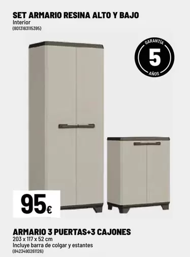 Armario 3 Puertas+3 Cajones