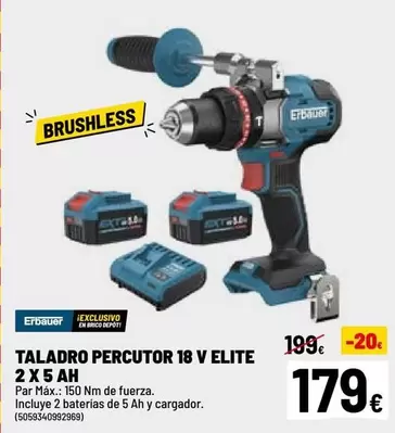 Erbauer - Taladro Percutor 18 V Elite