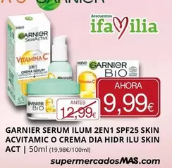 Garnier -  Serum Ilum 2en 1 SPF25 Skin Acvitamino O Crema Hidr Ilu Skin Act