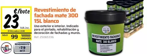 Revestimiento De Fachada Mate 300 Blanco 15 L Blanco
