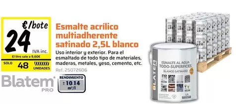 Esmalte Acrillico Multiadherente Satinado 2.5 L Blanco