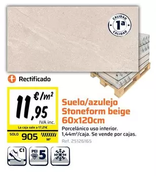 Suelo/ Azulejo Stoneform Beige 60 X 120 Cm