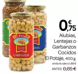 El Potaje - Alubias, Lentejas O Garbanzos Cocidos