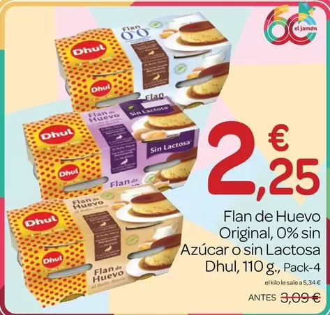 Dhul - Flan De Huevo Original, 0% Sin Azucar O Sin Lactosa