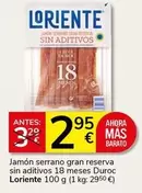 Loriente - Jamón Serrano Gran Reserva Sin Aditivos 18 Meses Duroc