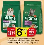Ultima - Comida Para Gatos Esterilizados Con Salmón O Bolas De Pelo Con Pavo
