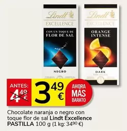 Lindt - Chocolate Naranja O Negro Con Toque Flor De Sal Excellence