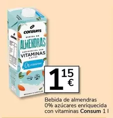 Consum - Bebida De Almendras 0% Azucares Enriquecida Con Vitaminas