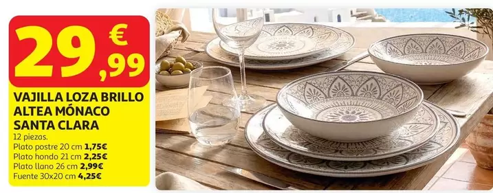 Vajilla Loza Brillo Altea Mónaco Santa Clara
