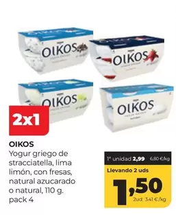 OIKOS - Yogur Griego De Stracciatella, Lima Limon, Con Fresas, Natural Azucarado O Natural