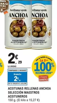 Maestros Aceituneros - Aceitunas Rellenas Anchoa Seleccion