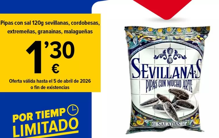 Abril - Pipas Con Sal 120g Sevillanas, Cordobesas, Extremeñas, Grananas, Malagueñas,