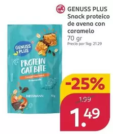 Genuss Plus - Snack Proteico De Avena Con Caramelo